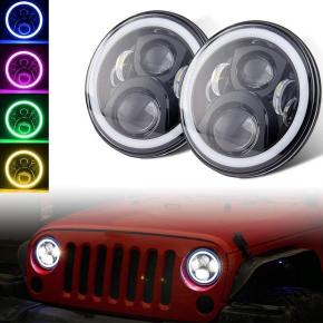 7inch 45W RGB LED Headlight APP Control Round Headlamp for Jeep Wrangler