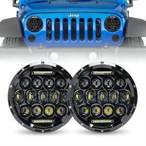 7′′ Black 75W LED Headlights with Daytime Running Lights for Jeep Wrangler Jk Tj Lj 1997-2018 7